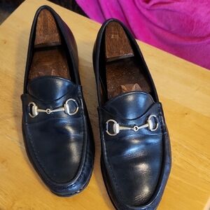 Gucci Black Leather Horsebit Loafers
